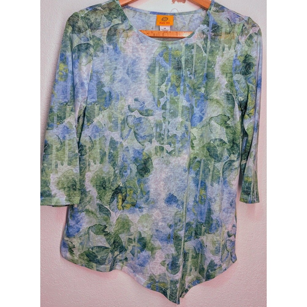 Ruby Rd Womens Size M Medium Shirt Top Blouse  Green White (913)